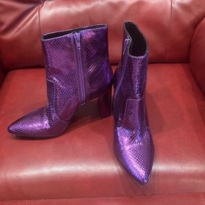 INC purple croc skin Booties
